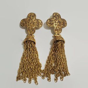 Catwalk Jon Long Textured Gold Tone Clip Earrings